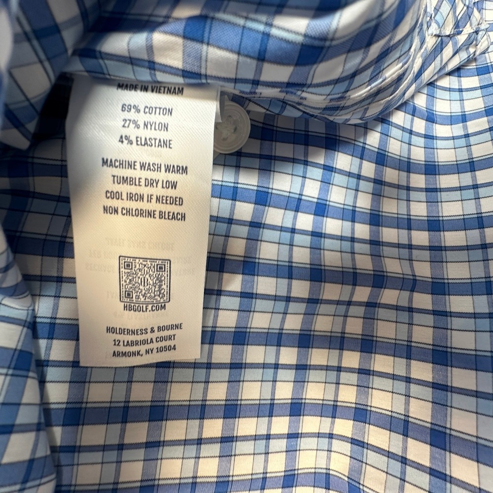 Holderness & Bourne Flynn Sport Shirt Men XXL Marlin Blue Plaid Tailored Fit NEW - Picture 8 of 9